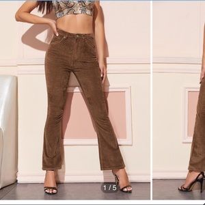 Brown corduroy flare pants
